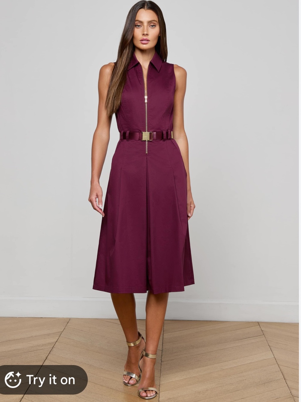 L'AGENCE Kylo Poplin Shirt Dress in Dark Port